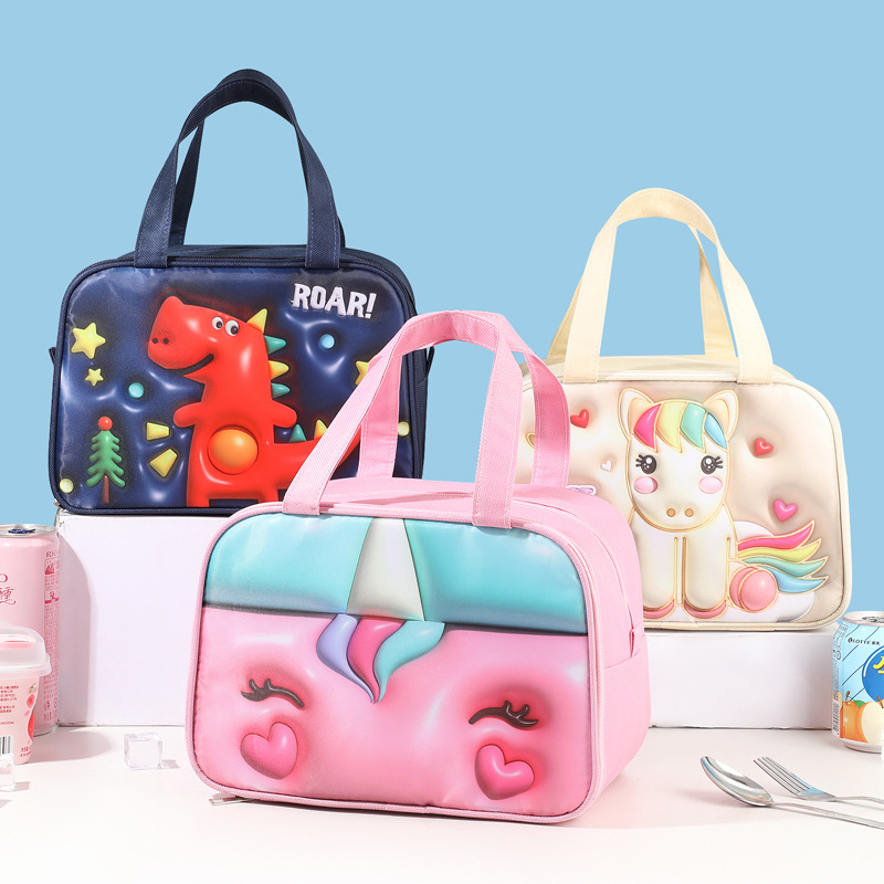 New Cute Children's Portable Lunch Bag Students Large Capacity Lunch Bag with Meal for Office workers Insulated Lunch Box Bag