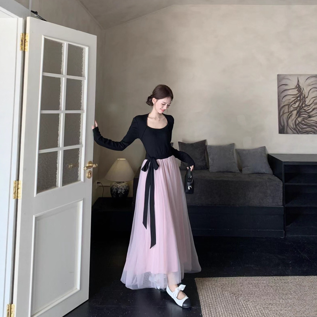 实拍 坏女人拥有一切气质连衣裙气质千金显瘦温柔双层网纱大摆裙