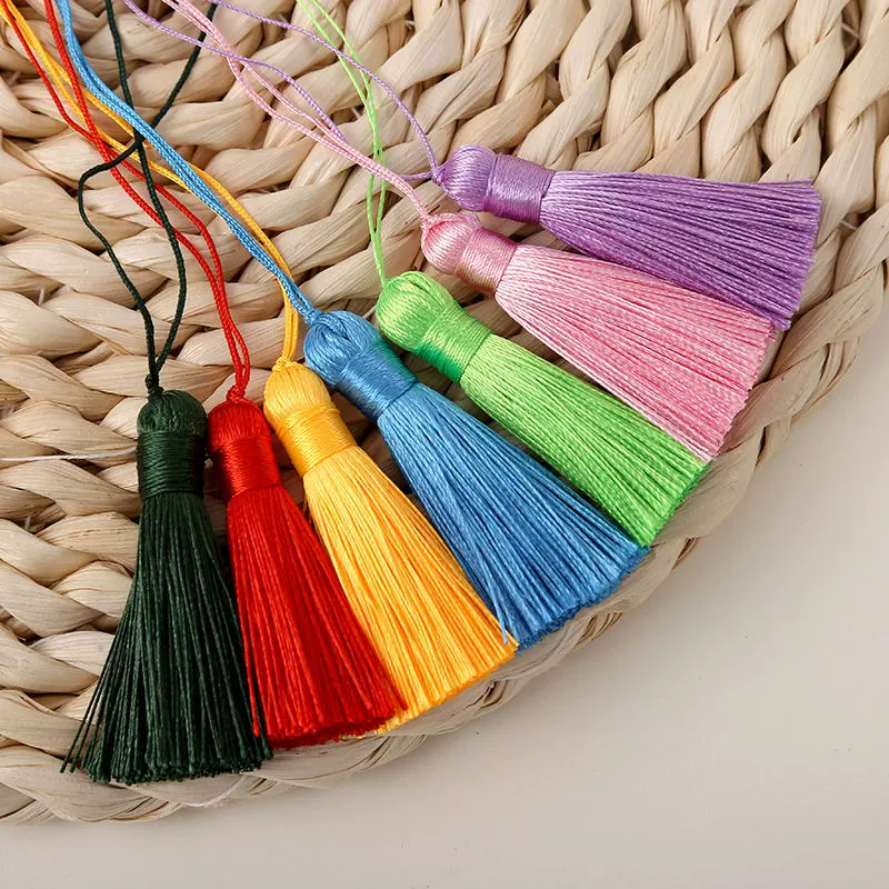 Китайский узелковый кисть 5,5 см, маленький короткий пышный кисть-подвеска, аксессуар для автомобиля, закладка, талисман, украшение