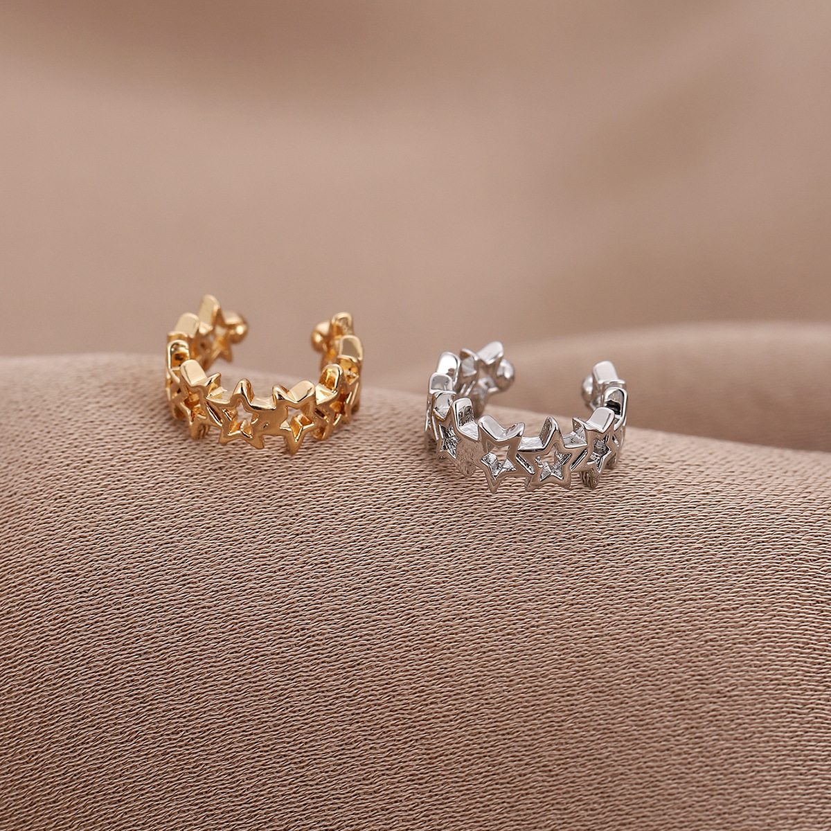 Pendientes simples personalizados de alta calidad en forma de U clip de oreja de estrella de cinco puntas pendientes simples sin orejas clip de hueso de oreja de moda