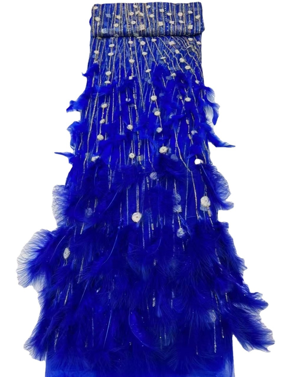 Nuevo lentejuelas pluma encaje tela modelo pasarela moda vestido de novia encaje JX2486