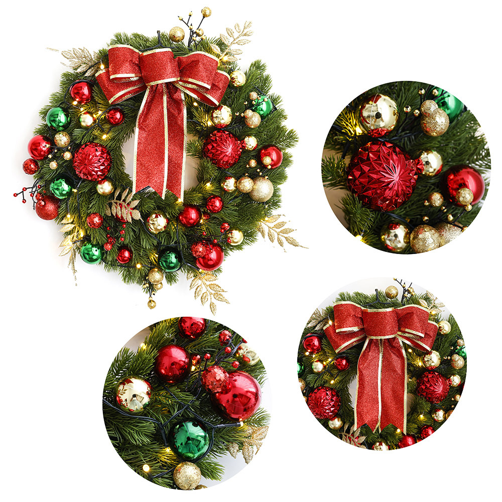 Amazon pop navideño decoración de puerta colgante 50CM / 60CM guirlanda navideña decoración de ventana al por mayor