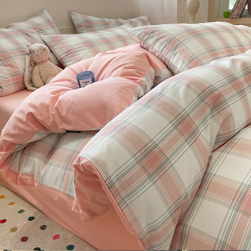 Algodón simple de cuatro piezas de algodón 2025, nueva sábanas cubiertas de ropa de cama dormitorio tres piezas