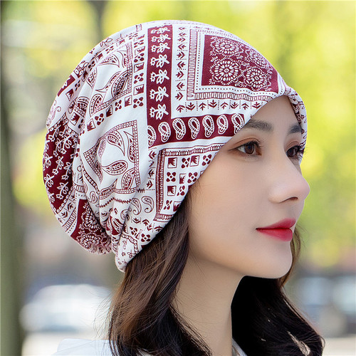 Spring and summer thin pullover hat cashew nut scarf black and white foreign trade supply autumn multi-purpose confinement hat scarf
