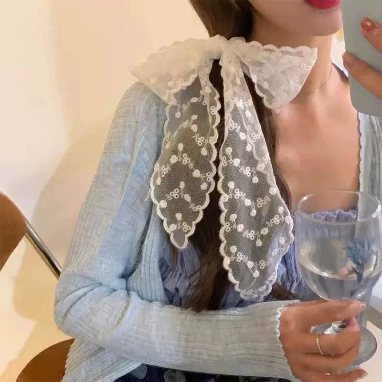 Белая повязка на голову, чокер, аксессуар для волос, цветочный принт