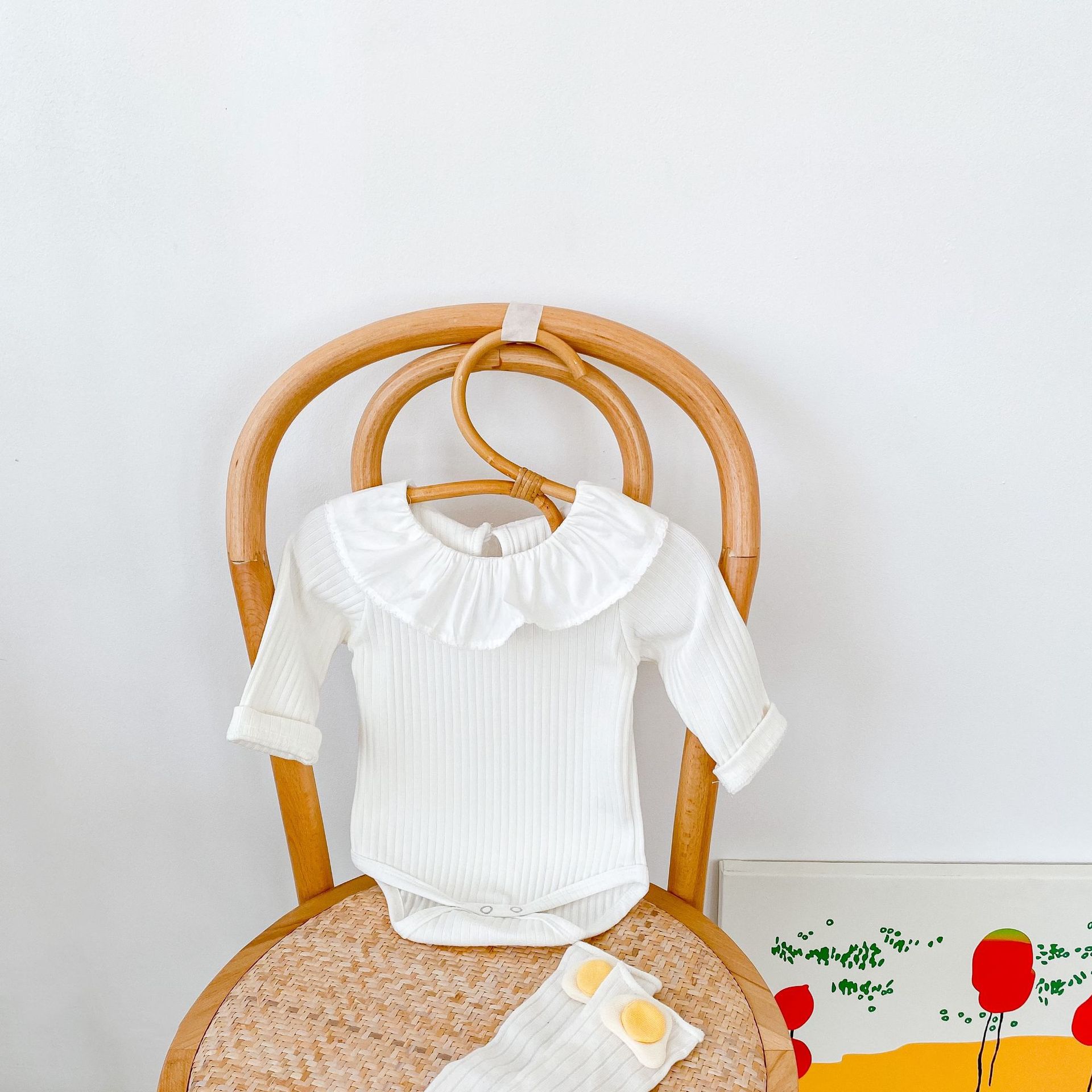 Ins2024 Spring and Autumn New Girl Baby Lotus Leaf Collar Bottom Ha Yi jumpsuit Crawler Thick Style_voghion.com