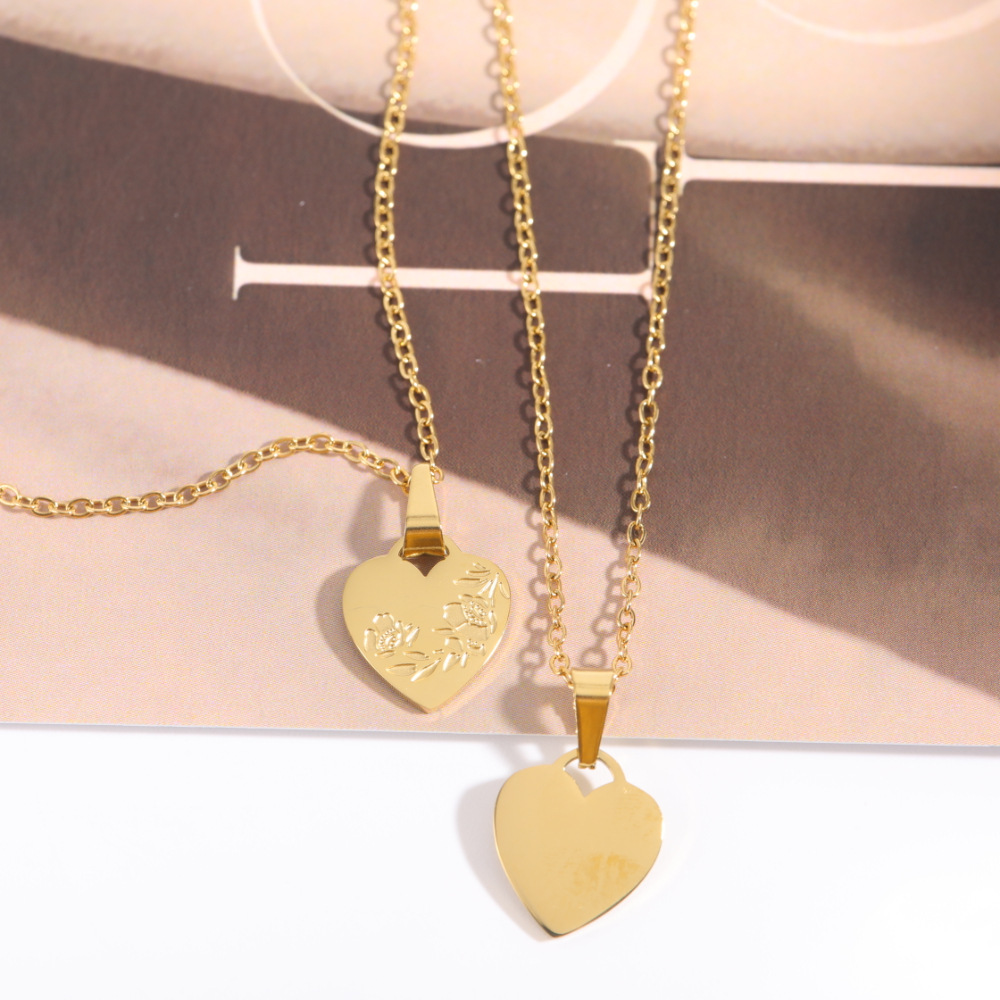 Womenu0027S Fashion Heart Flower Stainless Steel Necklace Gold Plated Stainless Steel Necklaces