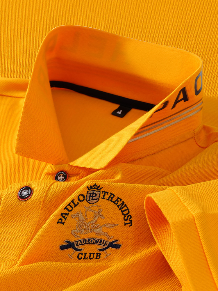 Элитная летняя шелковая футболка polo, короткий рукав, с вышивкой