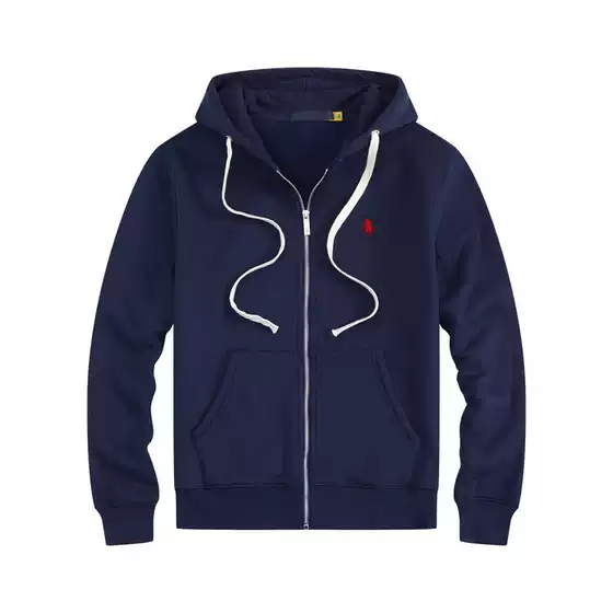 Men's Casual Paul Pique Polo Hooded Sweatshirt with Embroidered Pony Logo, Fleece-Lined Zip-Up Cardigan Coat for Men
