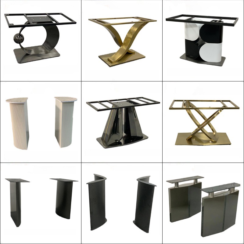 Mesa de acero inoxidable soporte de piernas de mármol base de lujo ligero marco de soporte de tabla de roca mesa redonda pie de mesa larga isla marco de mesa pie de comedor