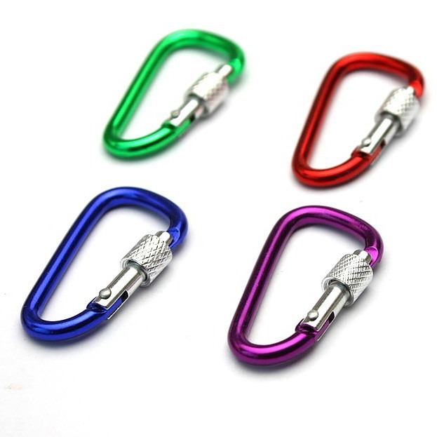 Suministro de fábrica de alta calidad N ° 5 en forma de D de aleación de aluminio mosquetón con cerradura al aire libre hebilla colgante