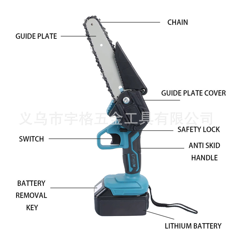 リチウム電池ポータブル 6inch ブラシレスモーター電動のこぎり家庭用小型ハンドヘルド伐採のこぎり充電式電気チェーンソー庭|undefined