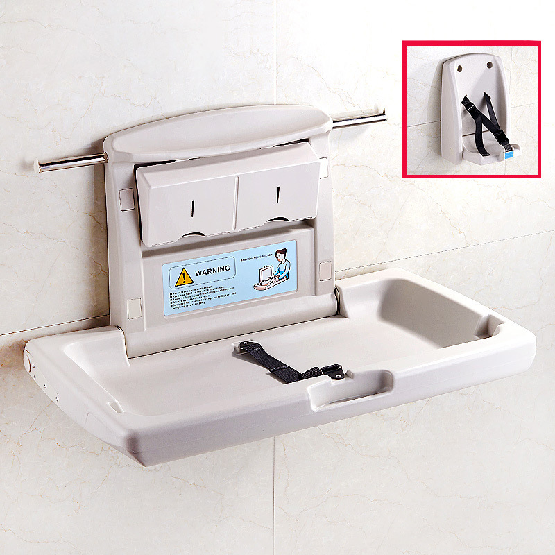 Mesa de cuidado de bebés plegable, cambiador portátil de pared para baño público y sala maternal, asiento reclinable multifuncional