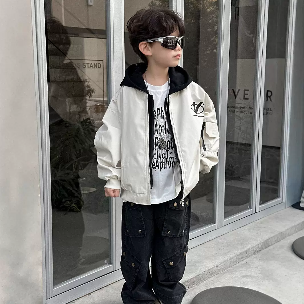 儿童韩版外套2025春季新款男童休闲百搭工装服中小童宽松春装上衣