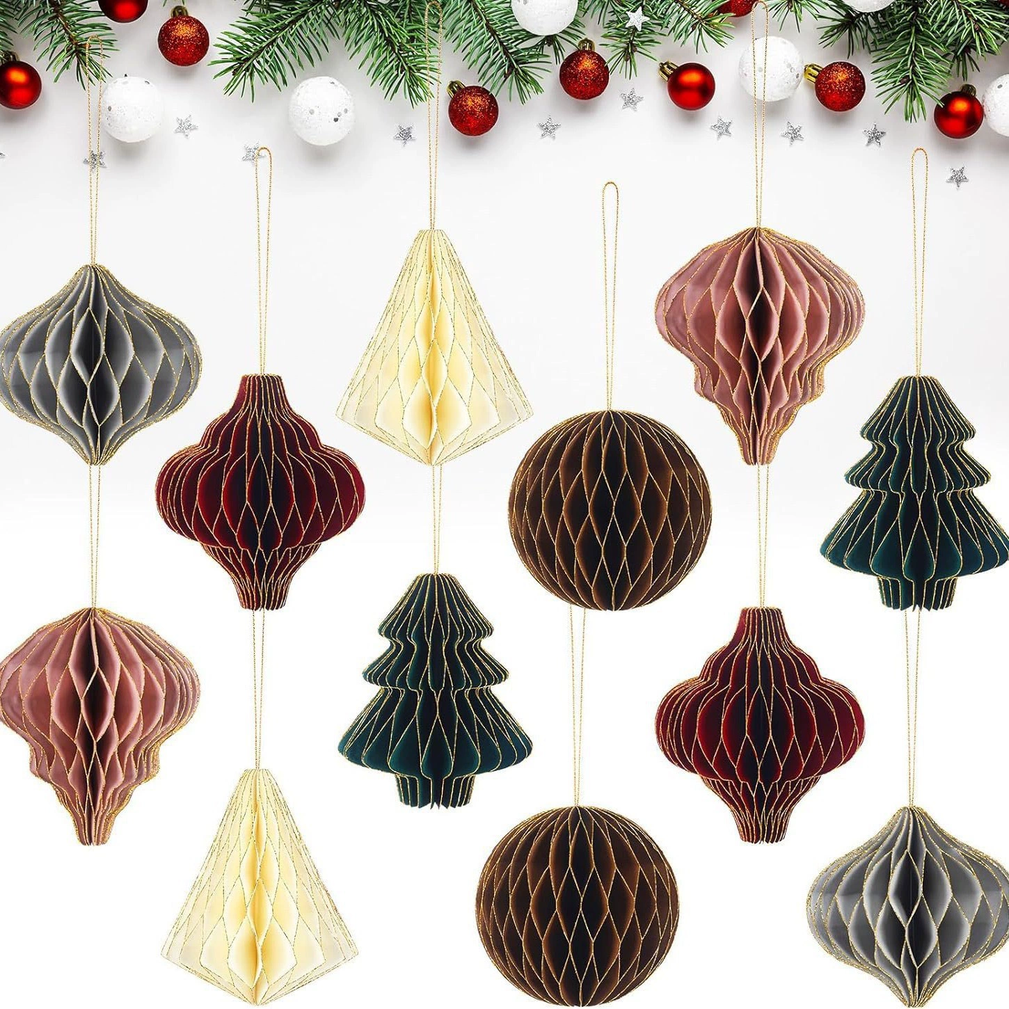 Трансграничные оптовые цветные сотовые шарики бумажные наборы рождественских фестивалей на месте украшения толстые бумажные поделки сотовые шарики