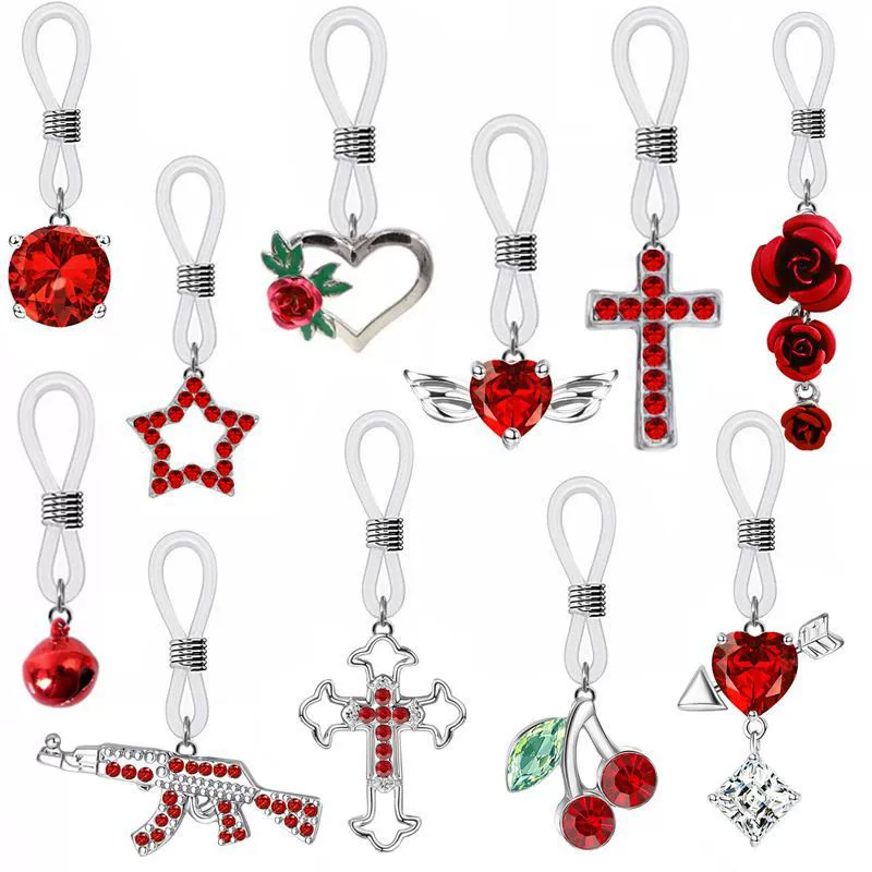 Сексуальные женские кольца для груди в форме сердца с цирконием, имитирующие пирсинг, без проколов, стильные украшения для пирсинга оптом в наличии.