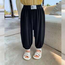春夏季新款儿童韩版灯笼裤百搭抖抖防蚊裤宽松男女宝宝冰丝束腿裤
