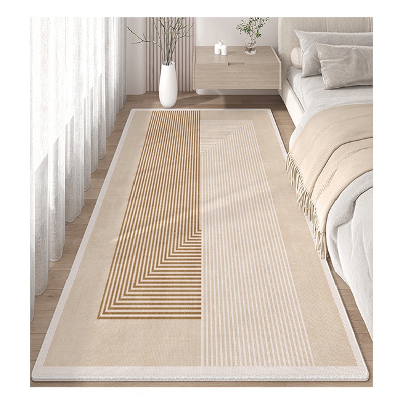 Estilo japonés crema estilo cristal terciopelo alfombra hogar dormitorio insonorizadas noche manta sala de estar sofá Mesa alfombra completa tienda
