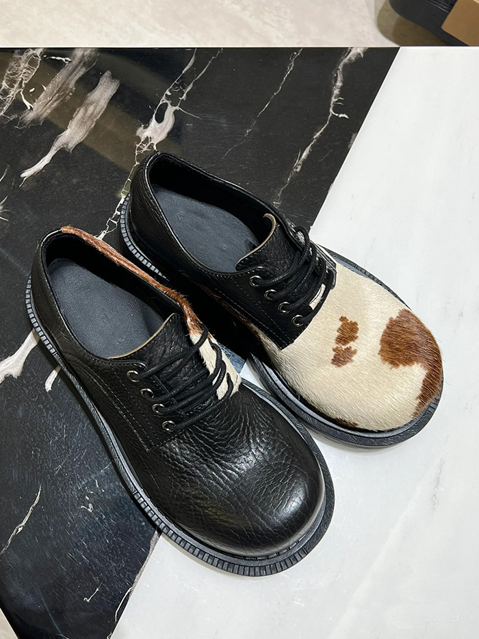 Ma Mao Derby for Men and Women Same Style Milk Mandarin Duck Small Lace up Heels Thick Sole Soft Leather Single Casual_voghion.com