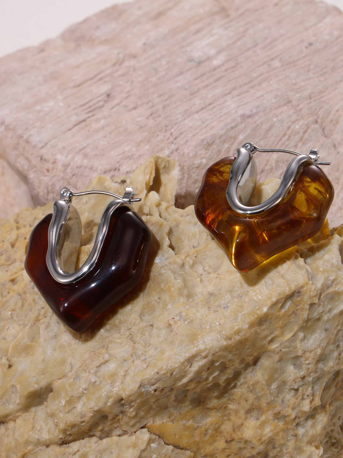 Dopamine Candy Colour Resin Square Earrings For Women Titanium Steel_voghion.com