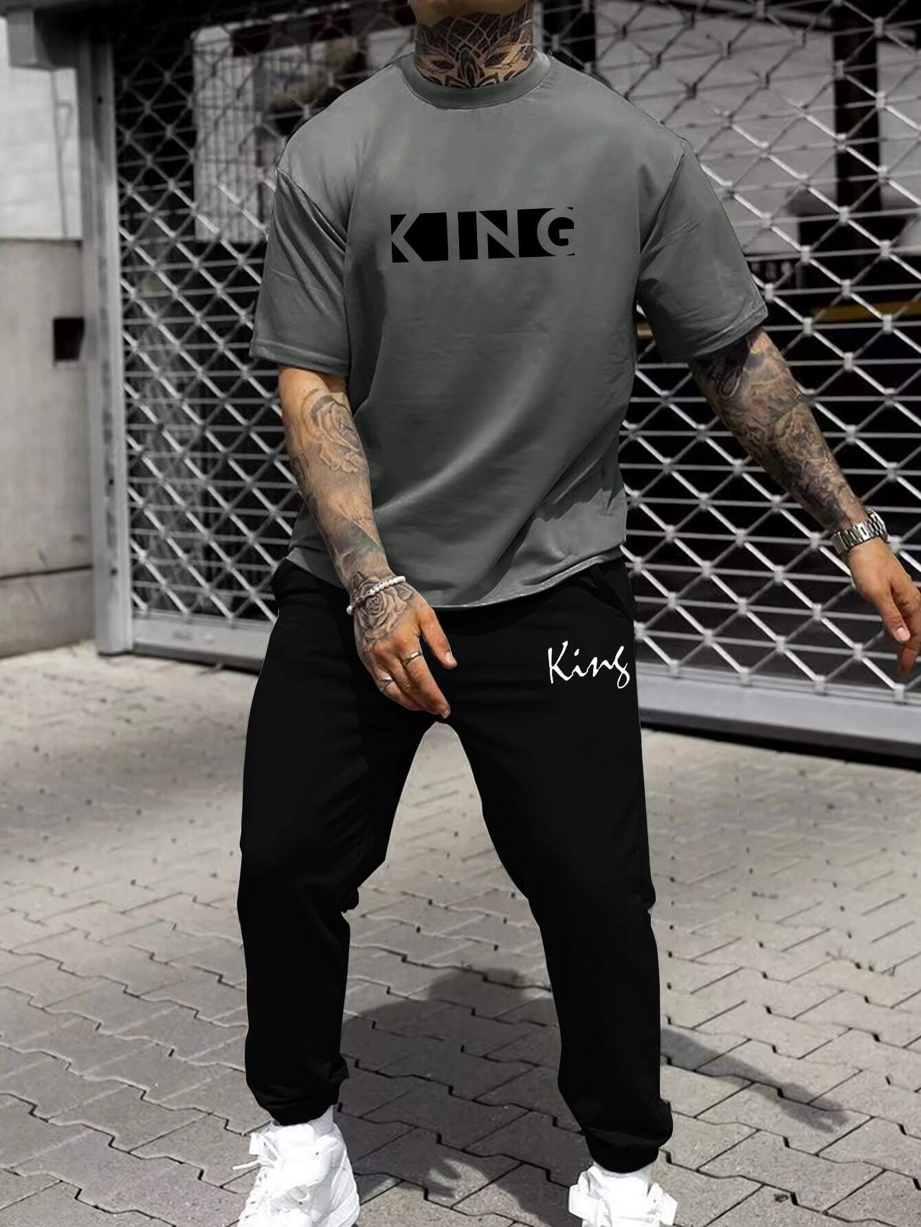 Pantalones de camiseta de manga corta sueltos de la marca de moda 2024 nuevo traje de dos piezas simple y casual ME13 ML4