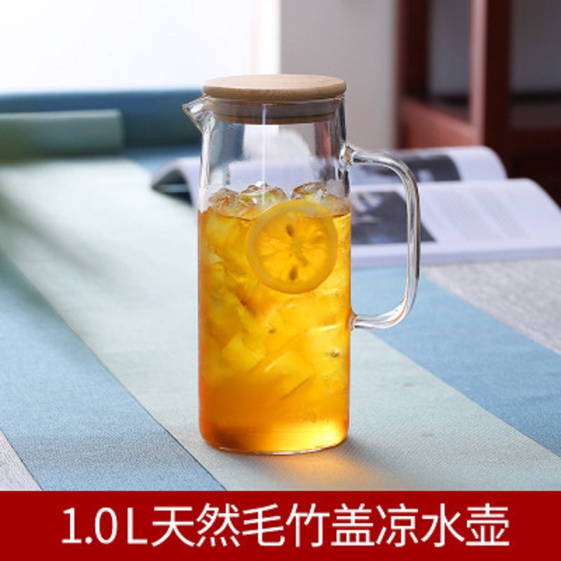 Fabricantes de lotes de vidrio borosilicato de alta botella de agua fría varias especificaciones del hogar olla de jugo de acero inoxidable cubierta recta botella de agua fría