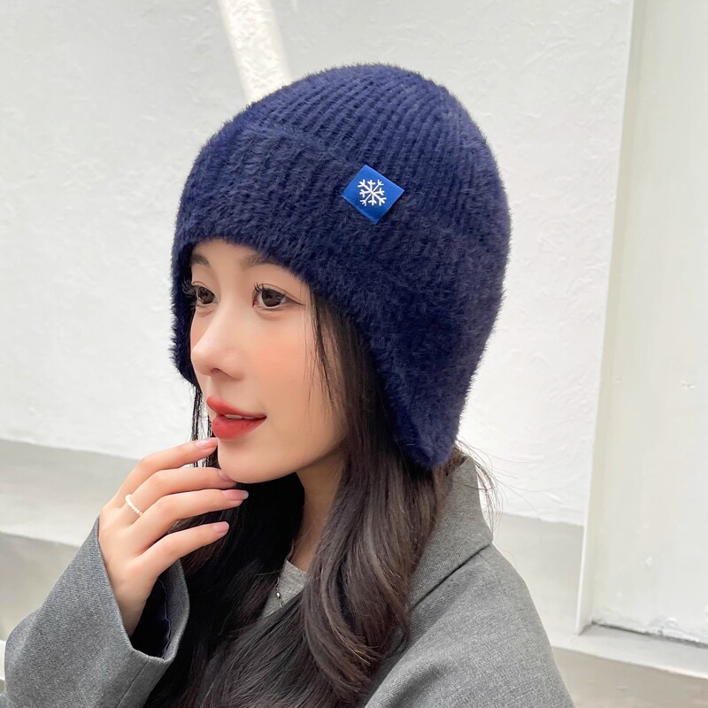 冬天帽子加绒加厚新款护耳毛线帽女户外骑车防风保暖毛线针织帽|undefined