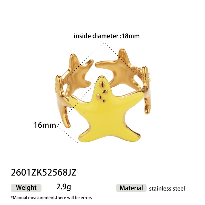 TENA Europa y los Estados Unidos transfronterizos estrella de mar esmalte de color goteo de aceite anillo nicho de alto nivel sensación de vacaciones joyería al por mayor