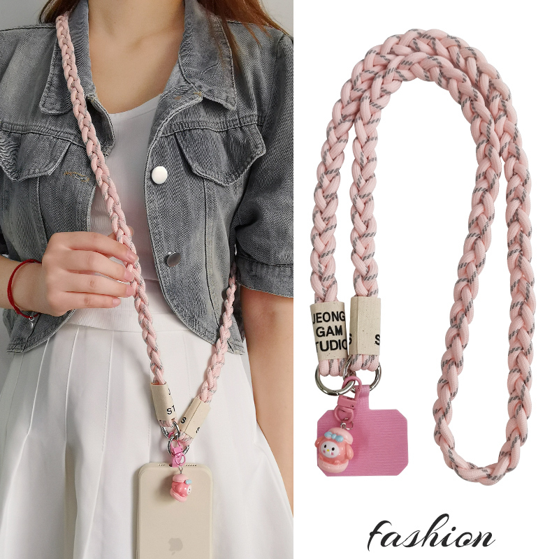 Long Mobile Phone Lanyard Cross-Body Woven Outdoor Mountain Climbing Rope Can Be Carried on the Shoulder Mobile Phone Case Chain Anti-Lost Cross-Body for Women