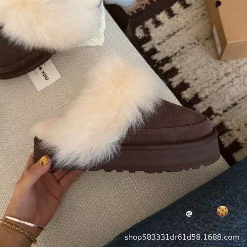 Henan Sangpo 2026 new sheepskin and fur integrated slippers, long-pile style, warm and comfortable, suitable for snow and winter wear