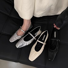 V 76881 Silver Flat Mary Jane Shoes ��ɫ������Ь �羳ŷ����