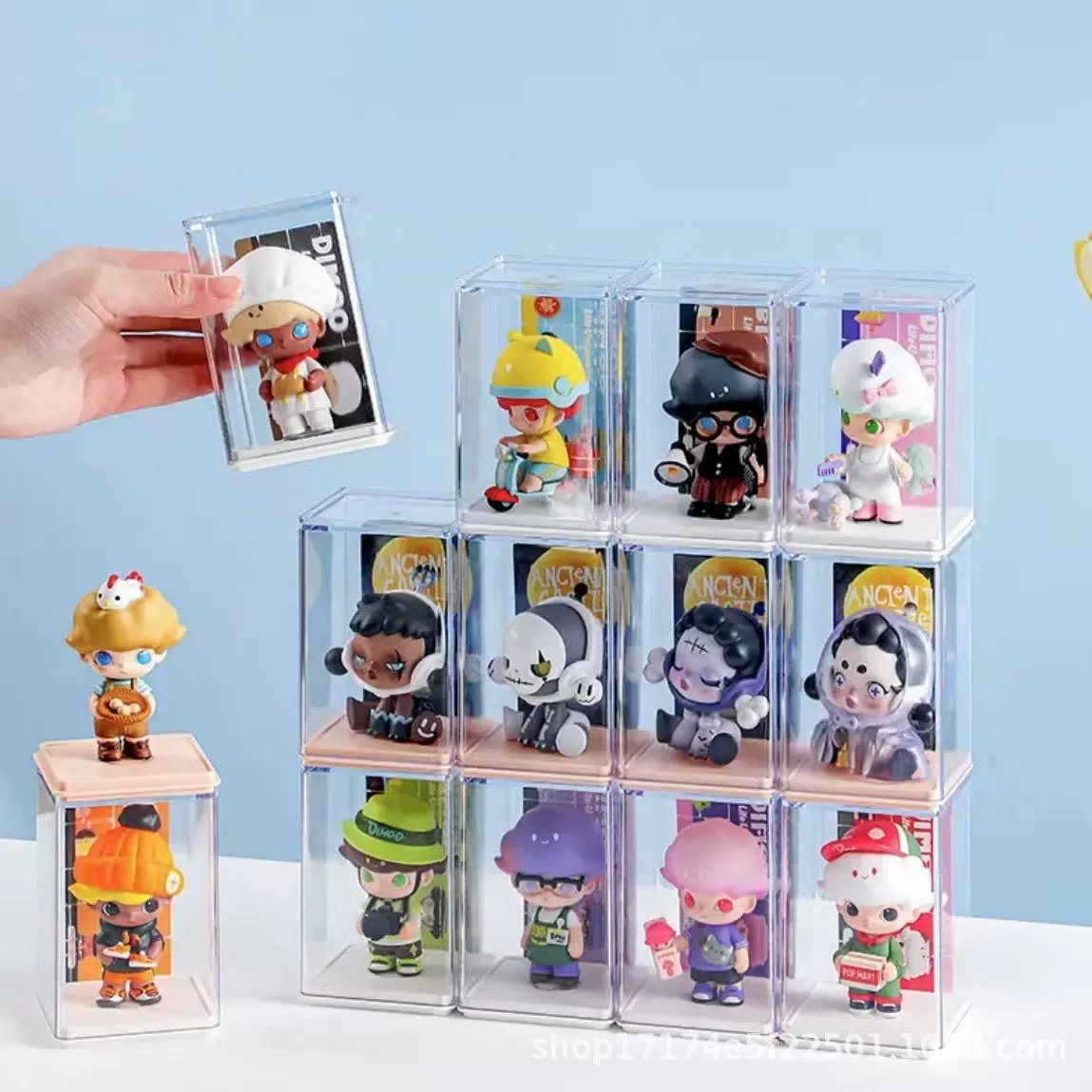 盲盒收纳展示盒透明亚克力防尘手办收纳盒子潮玩泡泡玛特展示盒