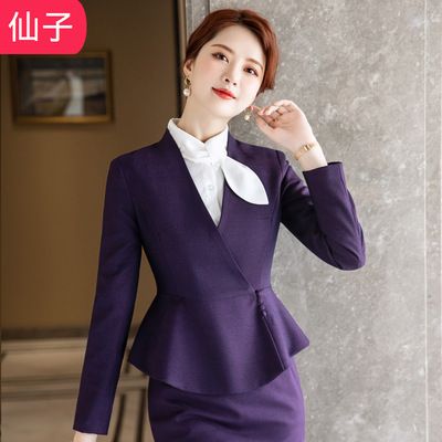 西装套裙女秋冬韩版职业装两件套时尚修身酒店经理西服珠宝店工服