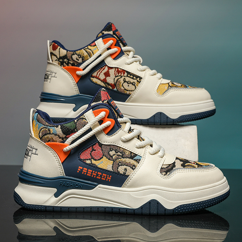 Unique Original Men's Shoes Autumn/Winter 2023 New Versatile Canvas Student Sports Casual Heel-raise White Board Shoes