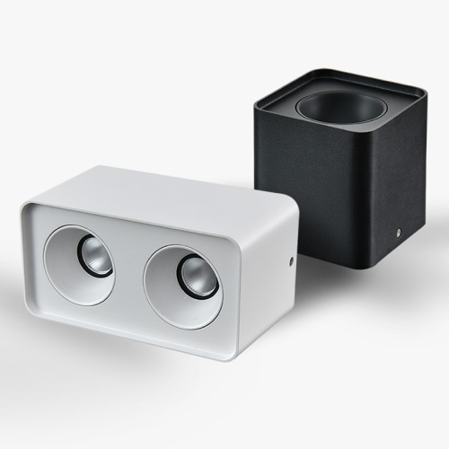 LED surface-mounted spotlights, square household, no-downlight bracket light, grille light, living room, corridor, COB dual-head anti-glare downlight