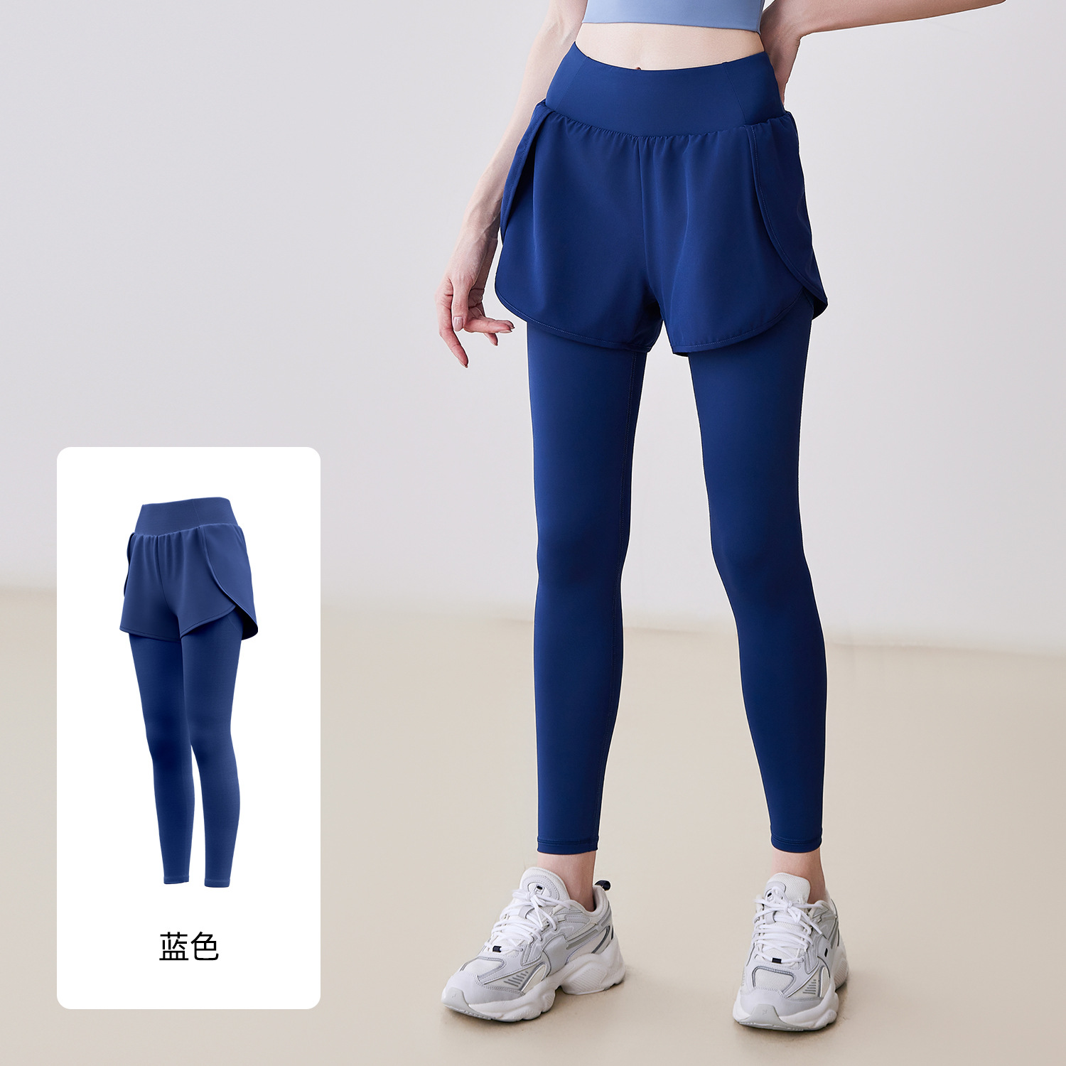 Juyitang falso pantalones de yoga de dos bolsillos elásticos para mujer, cintura alta, glúteos, ejercicios de fitness, leggings