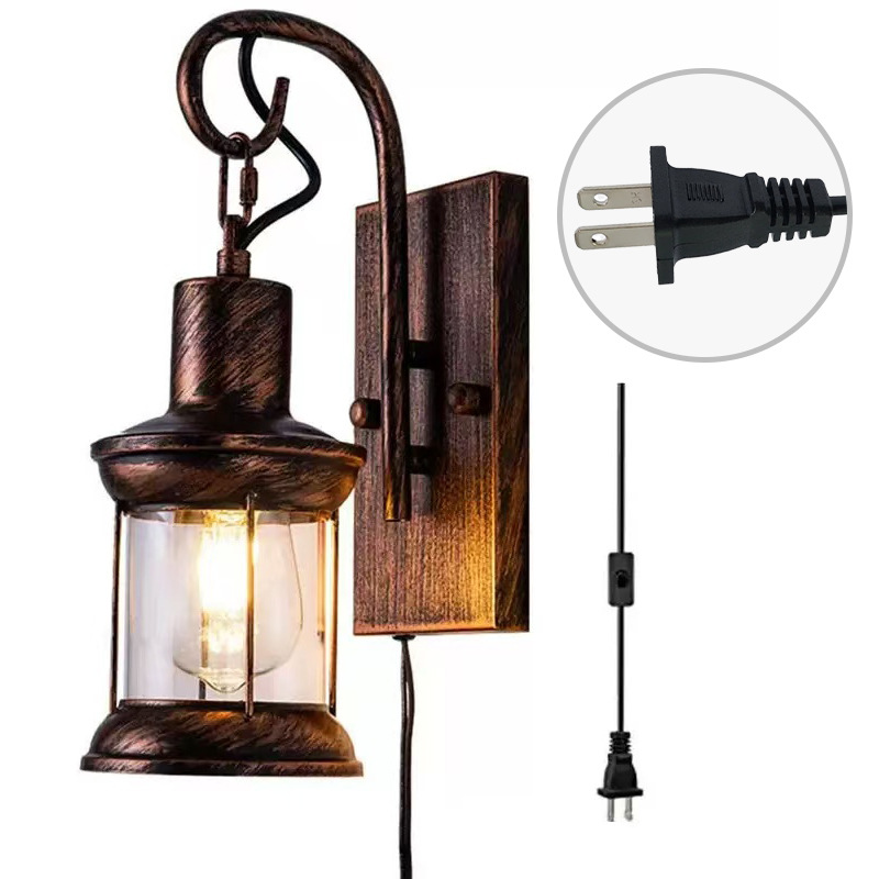 Explosión transfronteriza Zhongshan dedicada al estilo industrial americano retro lámpara de caballo lámpara de pared interruptor de enchufe corredor restaurante balcón