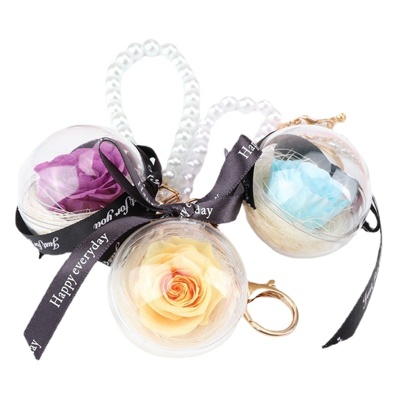 Flor eterna llavero Cadena de perlas Eterna Rosa colgante Día DE LA Mujer maestra Día DE LA Madre regalo exquisito pequeño regalo