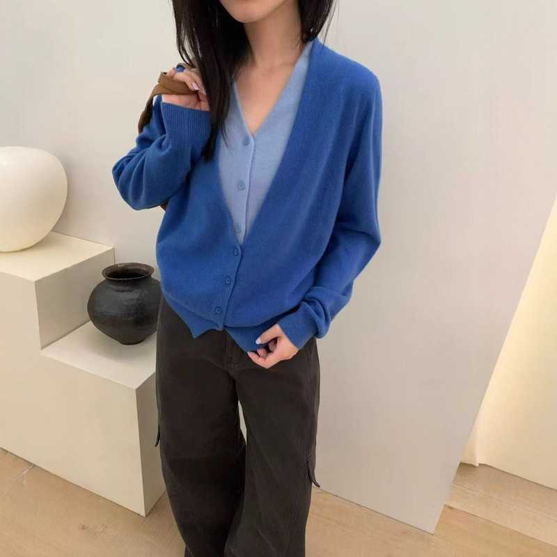 撞色气质高级感针织开衫女秋装新款假两件别致超好看气质百搭上衣|undefined