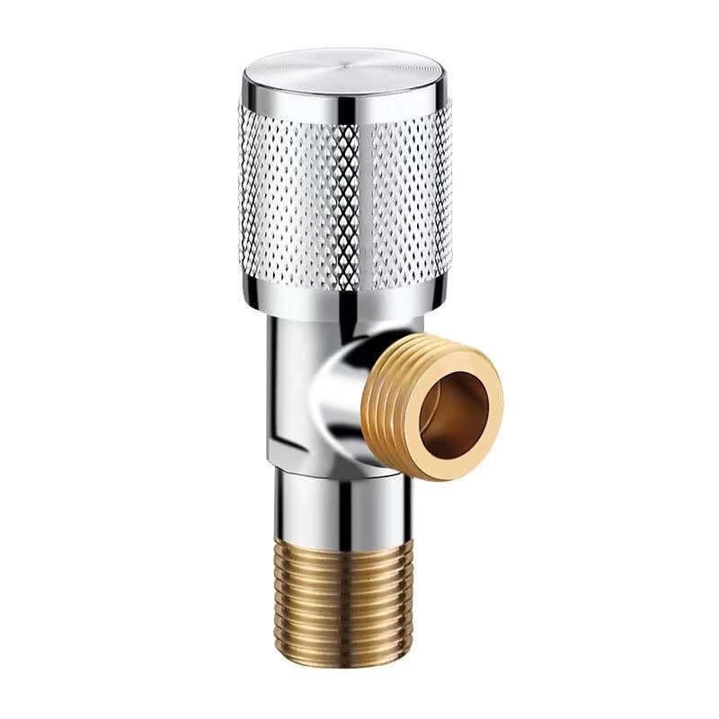 Thickened All-Copper Triangle Valve with 4-Way Hot and Cold Dual-Use Water Stop Valve Switch for Household Use in Toilets and Water Heaters