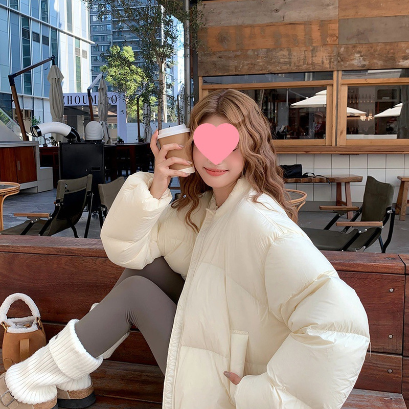Cloud Puff 90 White Duck down Jacket Women's Short 2025 Winter New Warm Small Stand Collar Bread Jacket