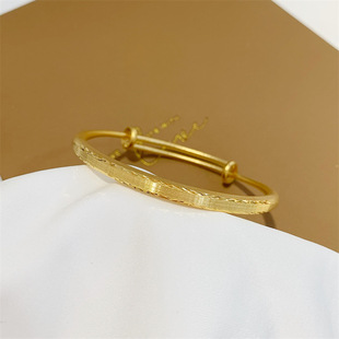 Boutique brushed shiny pattern bracelets Douyin Kuaishou imitation 24k gold jewelry for a long time without fading bracelets for women wholesale