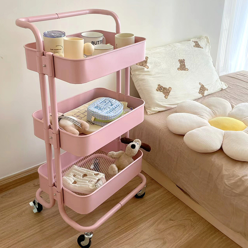 Carrito de almacenamiento de bocadillos de piso a techo Estante de cocina de sala de estar móvil de varios pisos Estante de almacenamiento de herramientas de uñas de dormitorio image 4