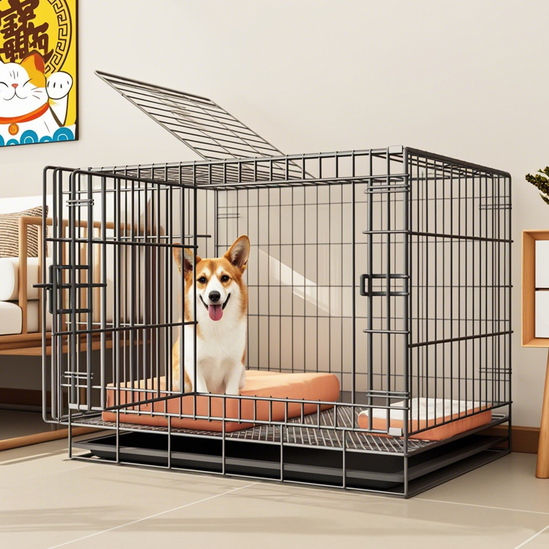 狗笼子小型犬室内折叠带厕所泰迪比熊中型犬柯基边牧宠物笼子狗窝|undefined
