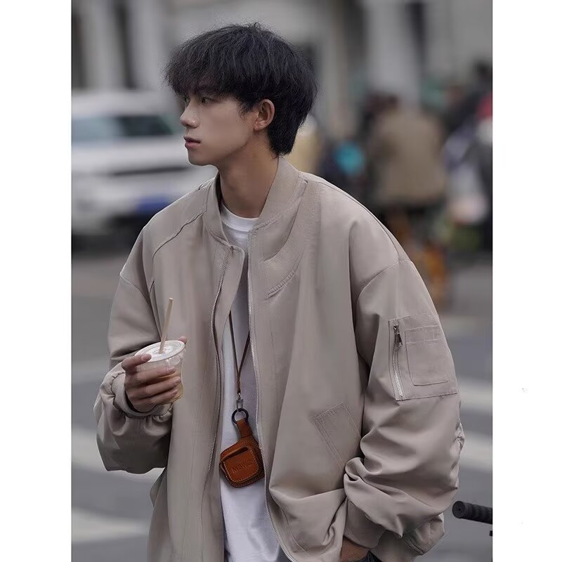 hetinghome干杯秋季潮牌情侣棒球服宽松男士飞行夹克衫薄款美式