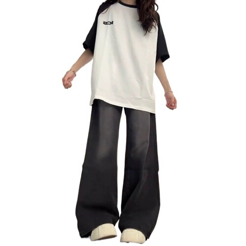 Vintage Washed Loose Wide Leg Women's Summer Slimming Tapered Straight Leg Pants American Casual Style Long Pants