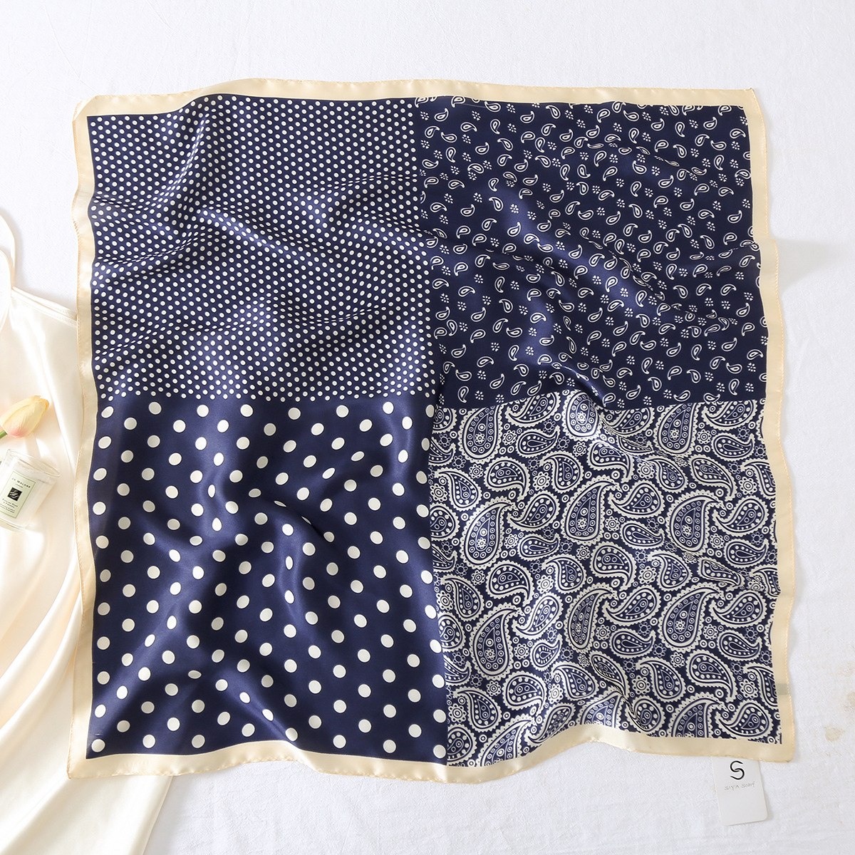 47g Weight Silk Scarf Classification Street, Shopping Occasion Polyester Material Geometric, Polka Dots Pattern Spring&Summer Season Women's Gender Elegant, Lady Style Women's Elegant Lady Geometric Polka Dots Polyester Silk Scarf 3