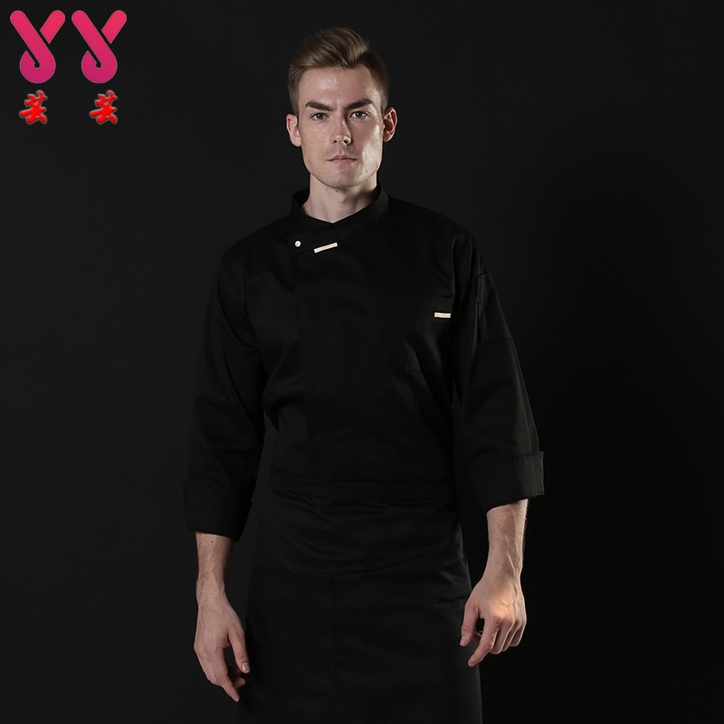 Chef clothes long sleeve high-end catering hotel hot pot restaurant kitchen special fashion chef work clothes men's autumn and winter