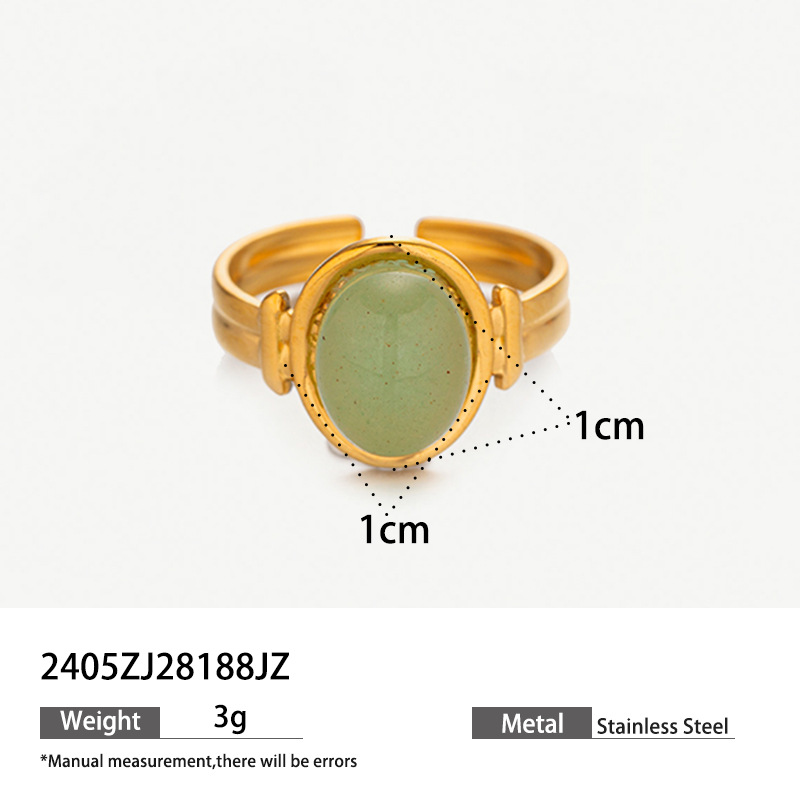 Anillo de acero de titanio de piedra natural transfronteriza no se desvanece, anillo de apertura retro europeo y americano al por mayor.