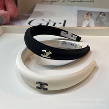 高级感气质小香风发箍黑色头箍防滑缎面高颅顶网红同款发饰女轻奢